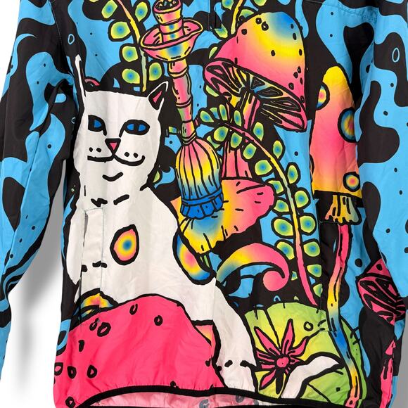 RIPNDIP Lord Nermal Cat Mushroom Psychedelic Windbreaker Hoodie Men's Sz Medium - Picture 2 of 10